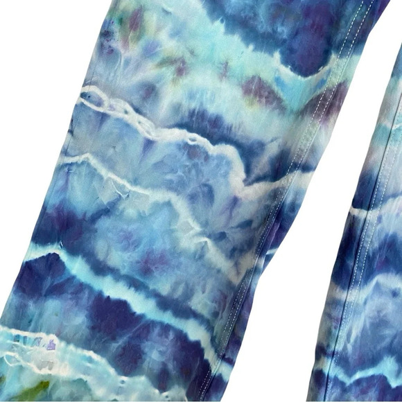 Ulla Johnson Wide Leg Flare Jeans High Rise Womens Size 8 Mixed Blue Ocean Waves - Picture 8 of 16